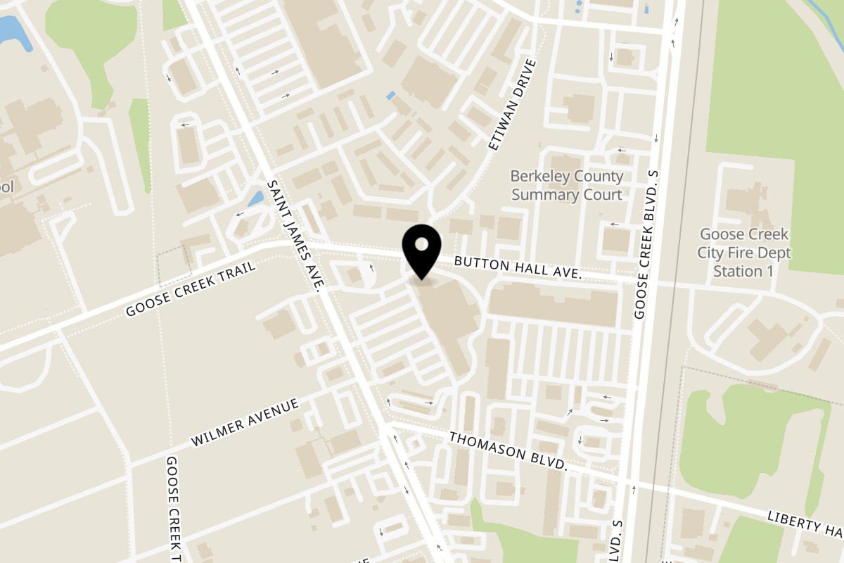 Map showing the location of Pho Bowl Restaurant on 142 St James Ave # D in Goose Creek
